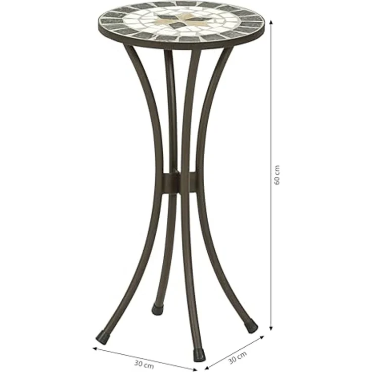 Dehner Blumenständer Blumenhocker Diana mit Mosaik, Stahl/Stein, Dekorativer Blumentisch mit Stern-Mosaik und wetterbeständigem Metall – Bild 3