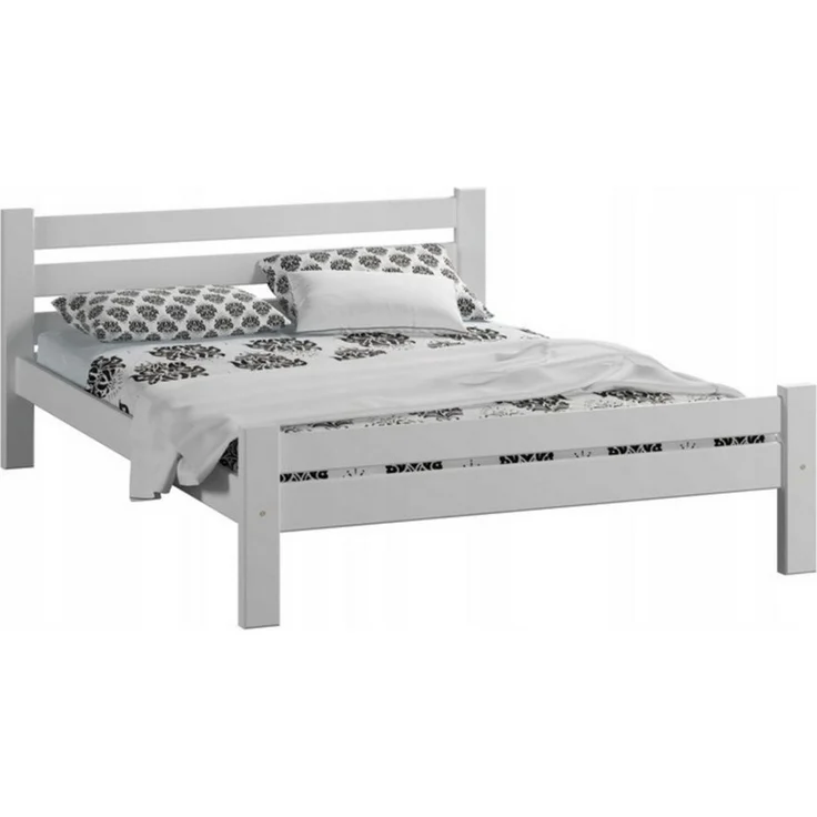 Home Collective Bettgestell Massivholzbett, Einzelbett mit Lattenrost & sicherem Lack, 210 x 172 x 72 cm, Weiß – Bild 1