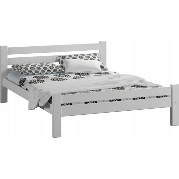 Home Collective Bettgestell Massivholzbett, Einzelbett mit Lattenrost & sicherem Lack, 210 x 172 x 72 cm, Weiß
