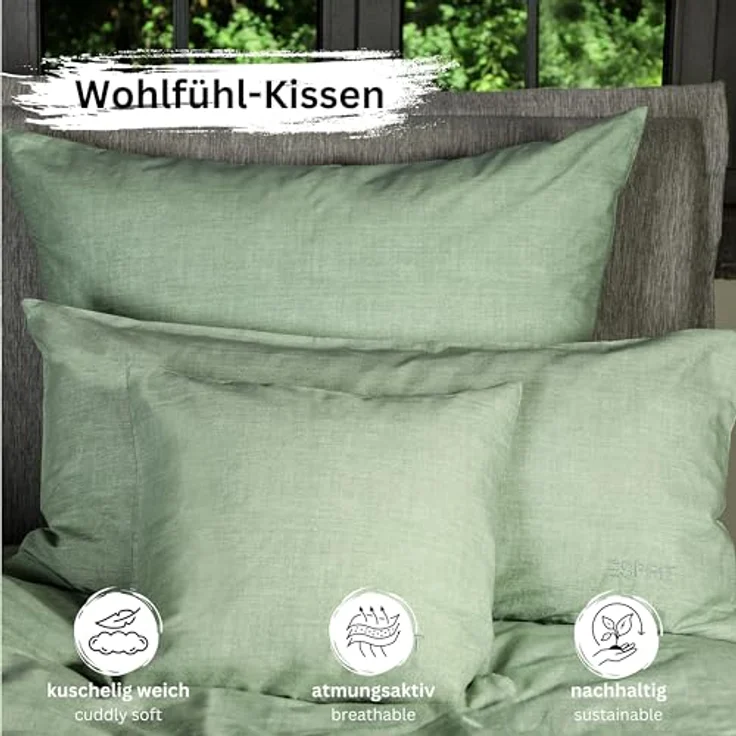 Esprit Bettwäsche HARP Renforcé Kissenbezüge und Bettwäsche, Baumwolle, 2 teilig, 40 x 40 cm 2er Pack in Grün – Bild 8