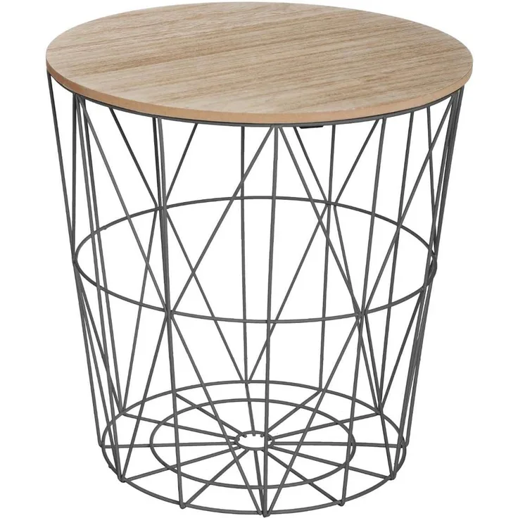 Atmosphera Couchtisch mit abnehmbarer Platte im charmanten Stil, Schwarz, Ø 39,5 cm