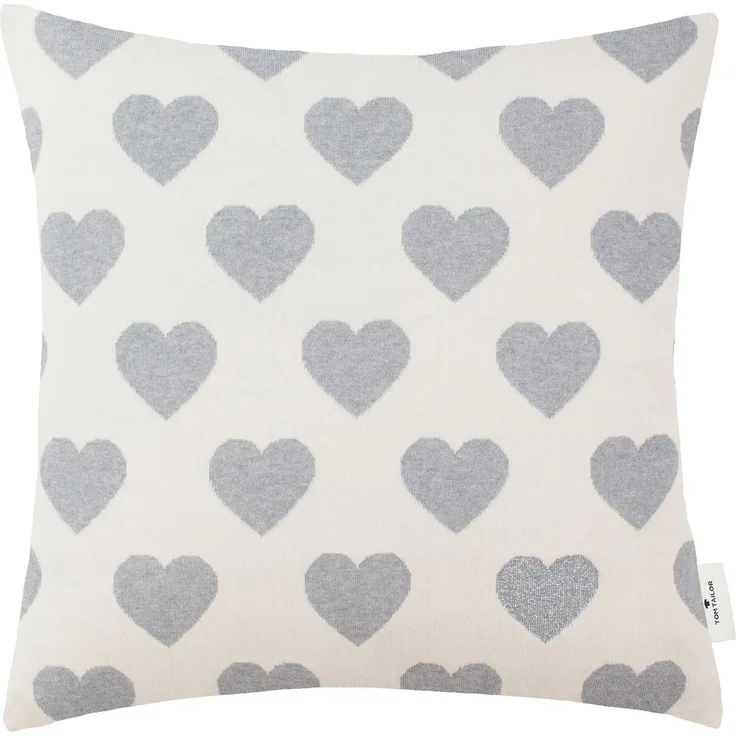 Tom Tailor Zierkissenhülle Hearts grau 45x45cm