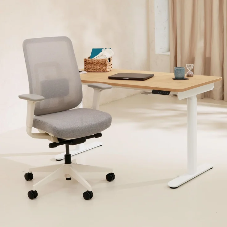 Ergotopia 'PureBack' ergonomischer Bürostuhl mit Lordosenstütze & 4D-Armlehne, Grau, mit Kopfstütze – Bild 8