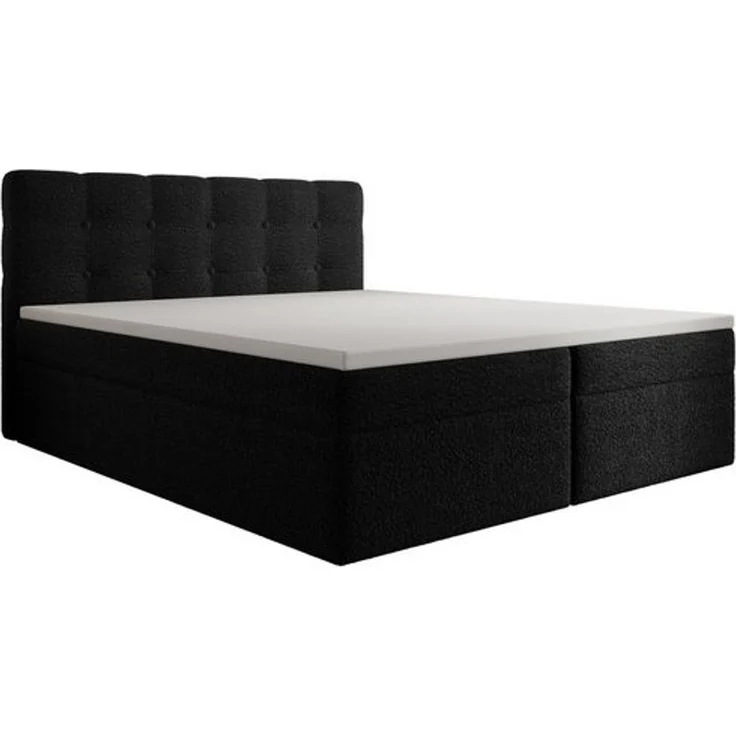 thematys Boxbett Luxus mit Bettkasten 140x200cm, mit Bonnellfederkernmatratze H3, Bouclé/Velours, mit Stauraum, mit 3 cm Topper, Schwarz (Frotte 14), Art.-Nr. S0WGG0ANRT2 – Bild 6