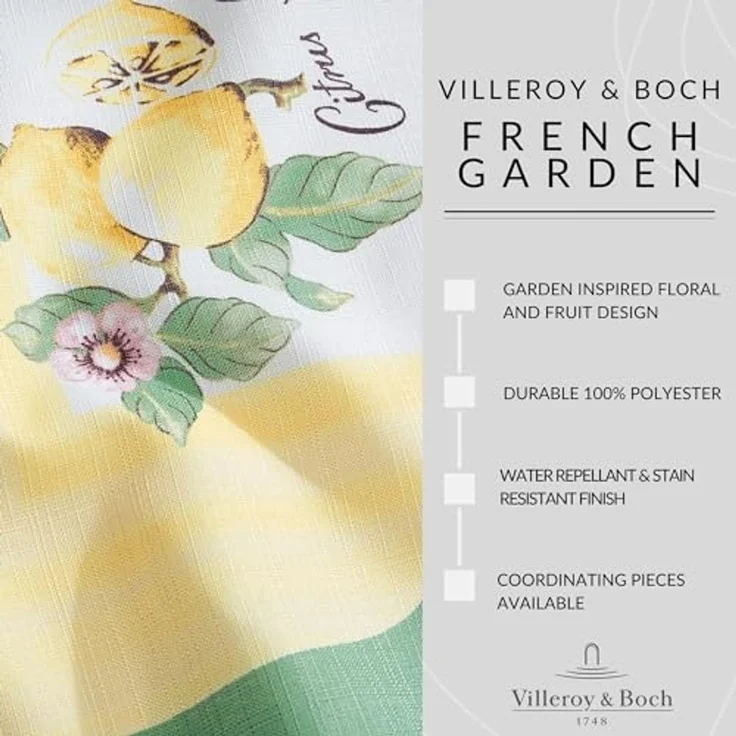 Elrene Home Fashions Villeroy & Boch French Garden Fleurence Esstischdecke, Flecken- und wasserabweisend, 178x178 cm, rund – Bild 3