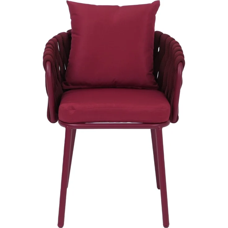2er-Set Aluminium-Esszimmerstuhl HWC-P89, Indoor Stuhl Armlehne, Stoff/Textil (180 g/m²) Seilgeflecht Rope ~ bordeaux – Bild 8