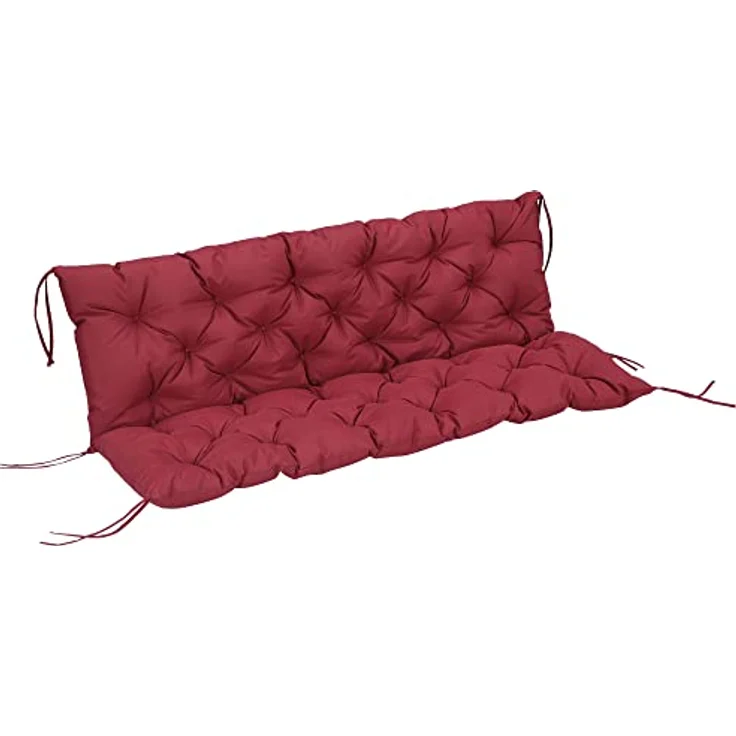 Outsunny Bankauflage 3 Sitzer, 150 x 98 x 8 cm, mit Bändern, Outdoor/Indoor, (Set, 1 St, 1 Sitzkissen), für Gartenmöbel, Fensterbank Sitzbank, Hollywoodschaukel, Rot – Bild 2