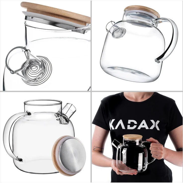 KADAX Glaskrug 1,5 l mit Spiraldeckel für Teewasser-Kompottei – Bild 9