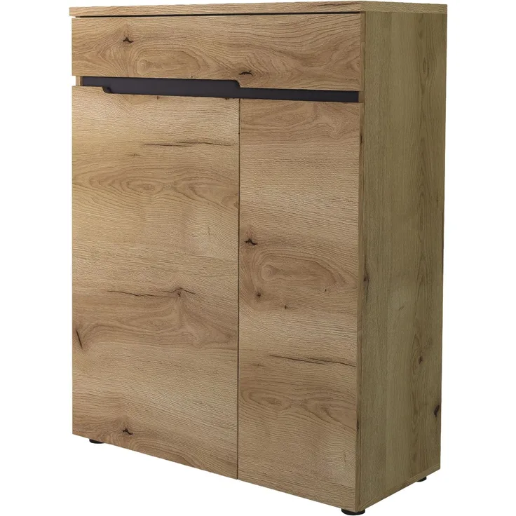 Fargo Schuhschrank mit 2 Holztüren und Schubkasten – FSC-Zertifiziert – Moderner Flurschrank mit 3 Fachböden und Softclose – 80 x 107 x 38 cm (B/H/T)