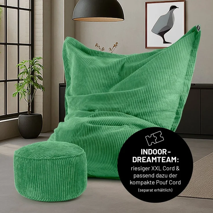Lumaland Sitzsack Classic XXL Cord | Riesen Sitzsack XXL mit Softer Rippenstruktur – ideal zu Cord Sofa & Sessel Indoor Bean Bag für Wohnzimmer, Schlafzimmer & Co. - 380 L, 140x180 cm – Bild 7