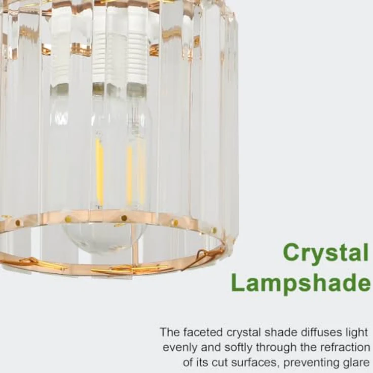 Goeco Deckenleuchte Kristall, E27 Fassung Ø13CM Moderne Deckenlampe mit Zylindrischem Kristallschirm, Eleganter Lampen Deckenleuchtung für Wohnzimmer Schlafzimmer Flur, Gold (ohne Leuchtmittel) – Bild 4