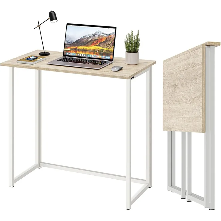 Dripex Faltbar Tisch Schreibtisch Computertisch für Homeoffice Arbeitszimmer Klappbar PC Tisch (Eichefarbe)