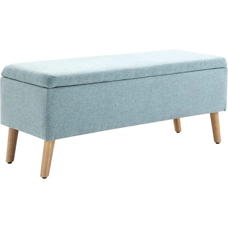 HOMCOM Sitzbank Polsterbank mit Stauraum (Aufbewahrungsbank, 1-St, Bettbank), Gummiholz Hellgrün 110 x 39 x 45 cm