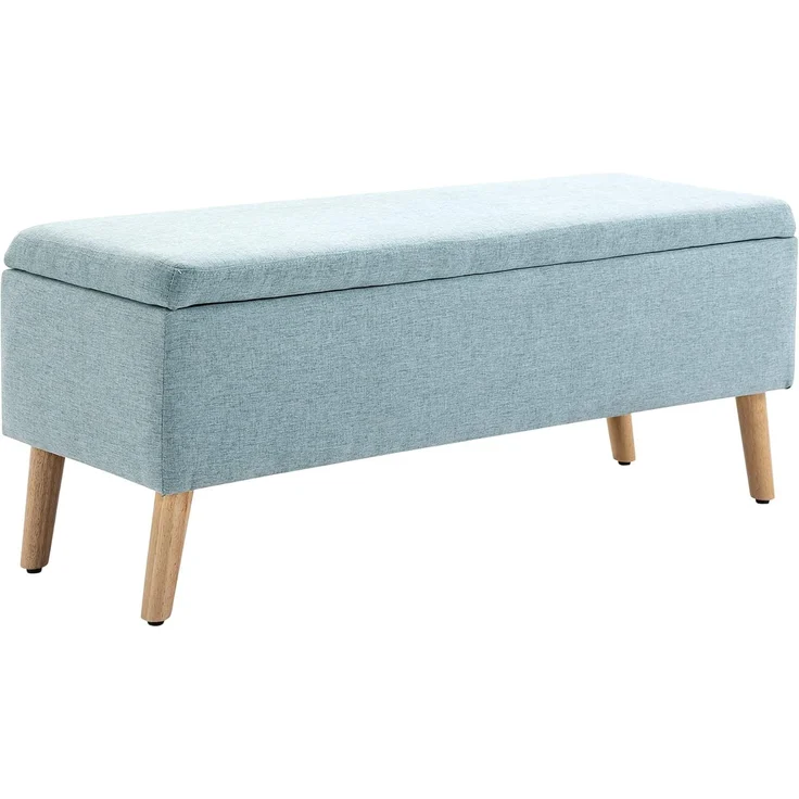 HOMCOM Sitzbank Polsterbank mit Stauraum (Aufbewahrungsbank, 1-St, Bettbank), Gummiholz Hellgrün 110 x 39 x 45 cm – Bild 1