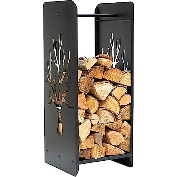 DanDiBo Kaminholzregal Innen Metall Schwarz 100 cm Kaminholzständer 96428 Brennholzregal Schmal Kaminholzhalter – Bild 5