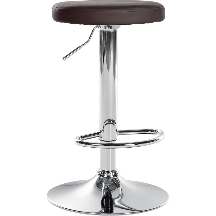 Barhocker KAZON - Kunstleder Braun 38.5x38.5x60 cm Silber | Barstuhl Höhenverstellbar Tresenhocker Tresenstuhl Kneipenhocker Kneipenstuhl