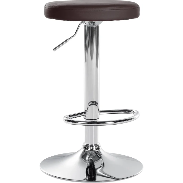 Barhocker KAZON - Kunstleder Braun 38.5x38.5x60 cm Silber | Barstuhl Höhenverstellbar Tresenhocker Tresenstuhl Kneipenhocker Kneipenstuhl – Bild 1