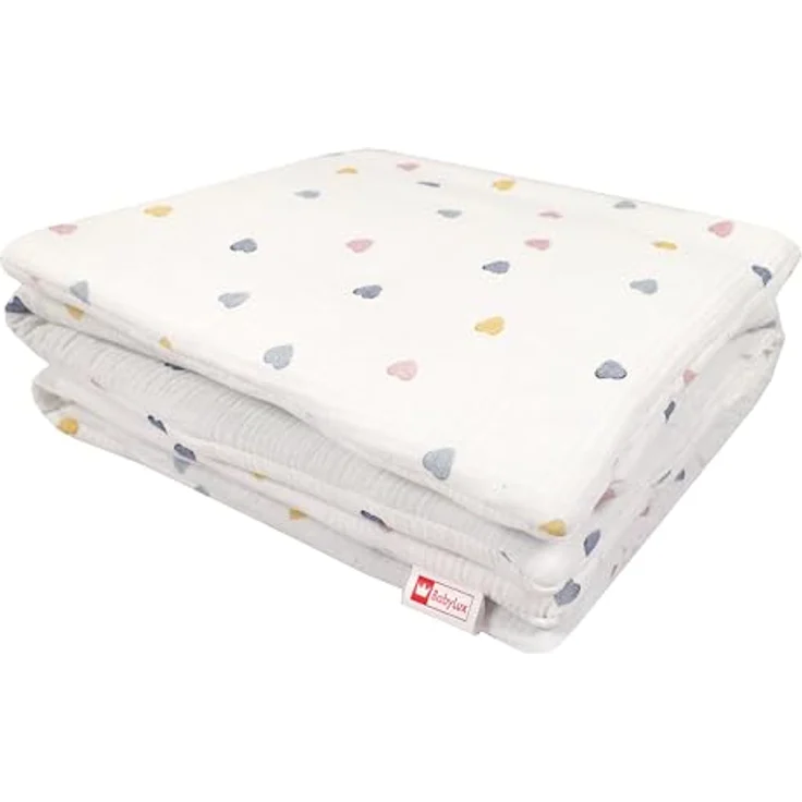 Babydecke BabyLux Babydecke Musselin Kinderwagendecke Kuscheldecke 75x60cm MPM, BabyLux, D4 Bunte Herzen MPM – Bild 3