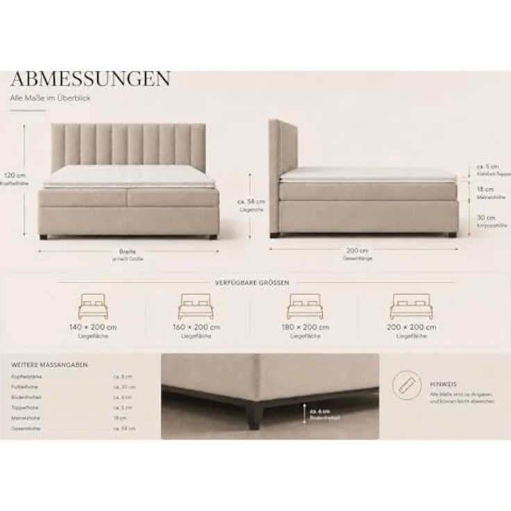 Best for Home Boxspringbett mit Bettkasten Trinity K-10 Bonellfederkern inkl. 7 cm Topper (Bonell-Matratze, gepolstertes Kopfteil, Doppelbett versch. Größen, 140x200 160x200 180x200 200x200 cm), Handwerksqualität, TOP Preis-Leistungs-Verhältnis – Bild 3