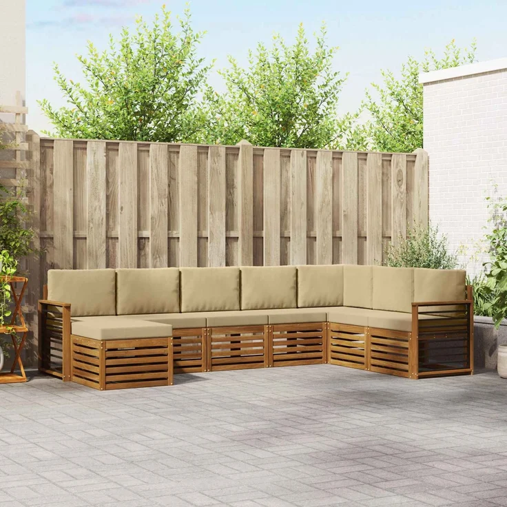vidaXL Outdoor-Sofagarnitur 8 stk. 8-Sitzer Natur und Beige 3375303 – Bild 1