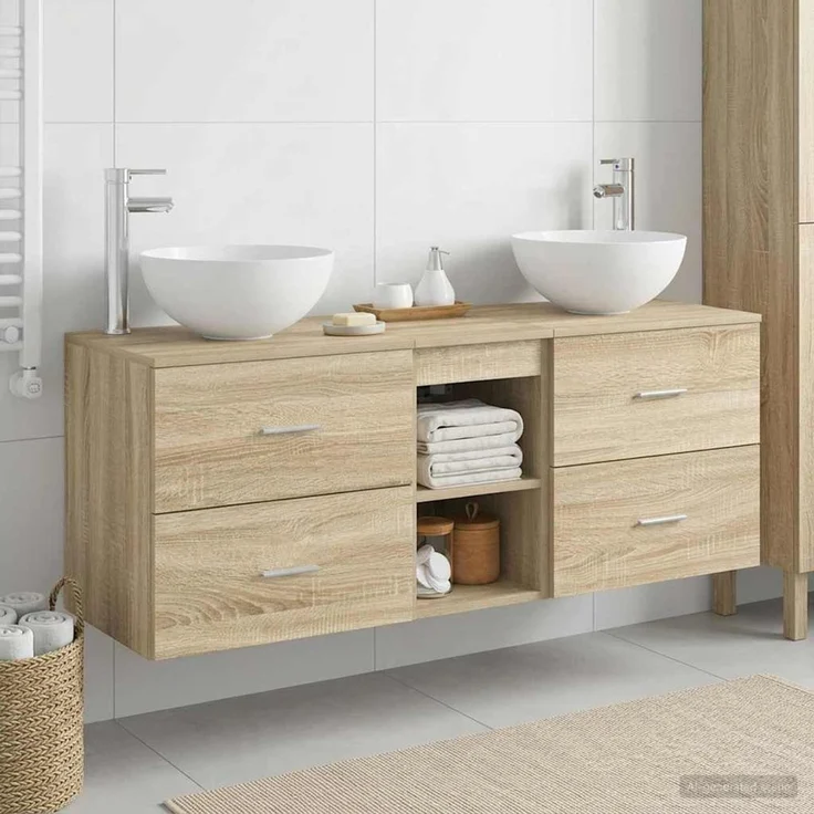 vidaXL Badezimmerschrank-Set 3 stk. Sonoma-Eiche 129 x 35 x 80 cm 3405789 – Bild 1