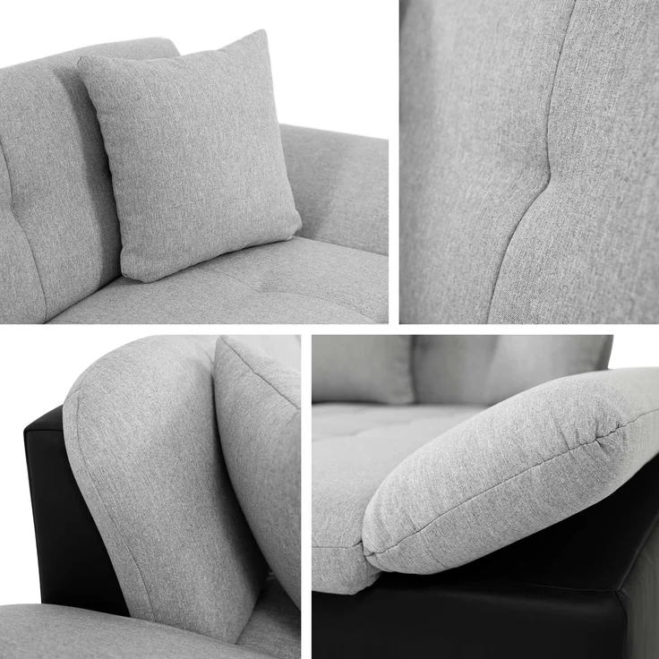 'Malwi' Ecksofa Cord, Grau, 76 x 161 x 278 cm, Links – Bild 9