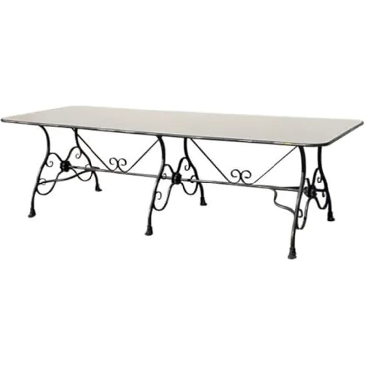Casa Padrino Jugendstil Garten Esstisch Antik Creme / Antik Braun 250x90 x H. 75 cm - Nostalgischer Schmiedeeisen Gartentisch - Jugendstil Schmiedeeisen Garten Möbel - Nostalgische Garten Möbel
