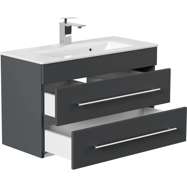 Posseik Badmöbel-Set Badmöbel Waschplatz "Portus 800 SlimLine" 80 cm Grafit – Bild 1