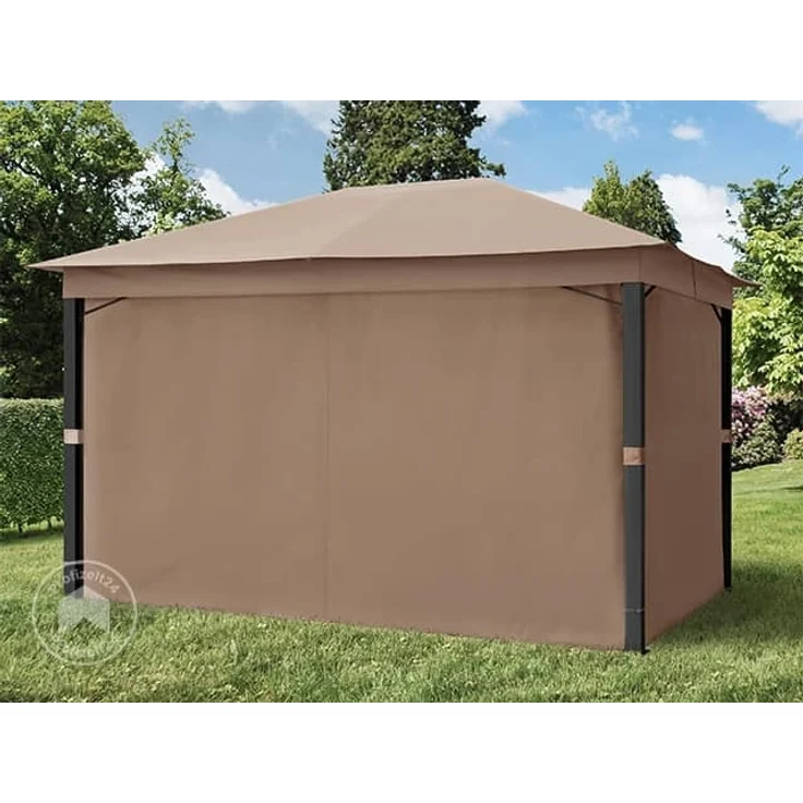 Gartenpavillon 3x4 m ALU PREMIUM ca. 220g/m² Dachplane wasserdicht Pavillon - 4 Seitenteile Gartenzelt taupe ca. 9x9 cm Profil – Bild 3