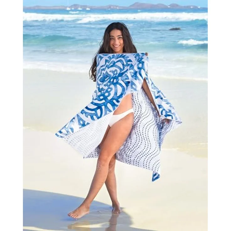 Fit-Flip Strandtuch XXL Mikrofaser, leicht & schnelltrocknend, 100% recyceltes Badetuch Boho, 200x90cm – Bild 3