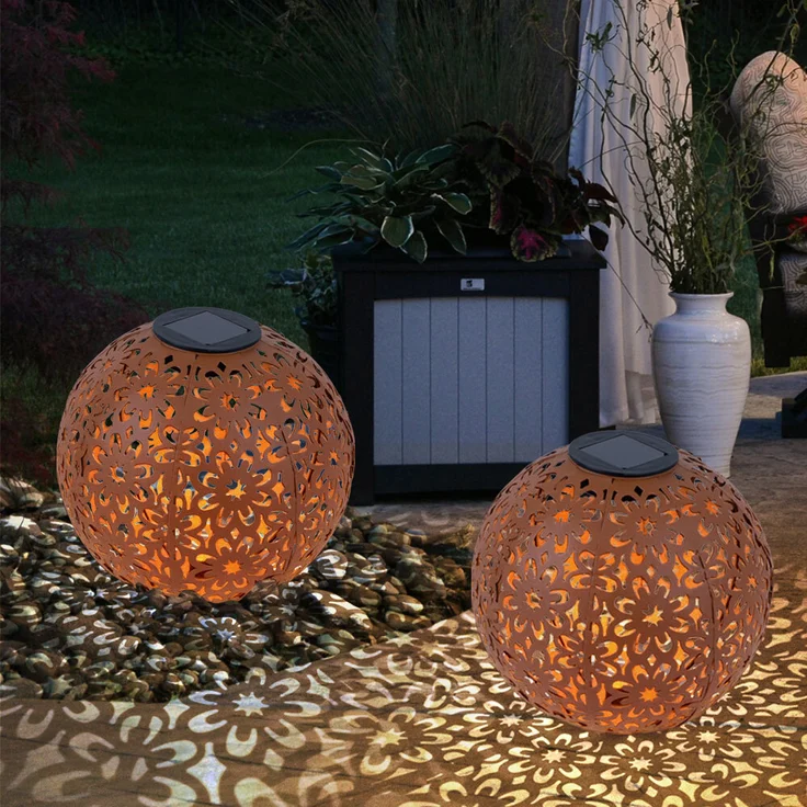 2x LED Solarleuchte, Dekorgeflecht-Kugel, D 20 cm – Bild 9