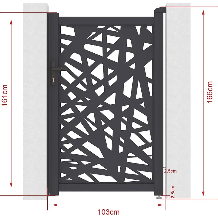 Vente-unique - NATAFO Side gate Metall Grau - B 4,6 cm x H 161 cm x L 103 cm – Bild 7