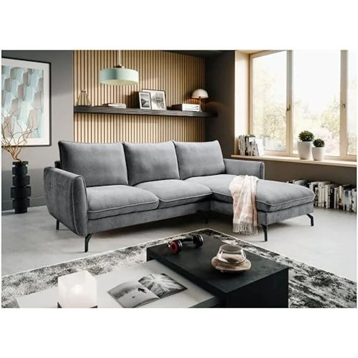 Ecksofa (B/H/T: 259x87x165 cm) in Grau – Bild 2
