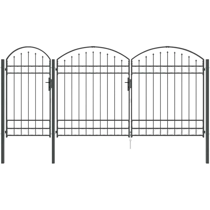 vidaXL Gartentor mit gewölbtem Oberteil Assen Grau 400 x 125 cm Stahl 42008956 – Bild 2