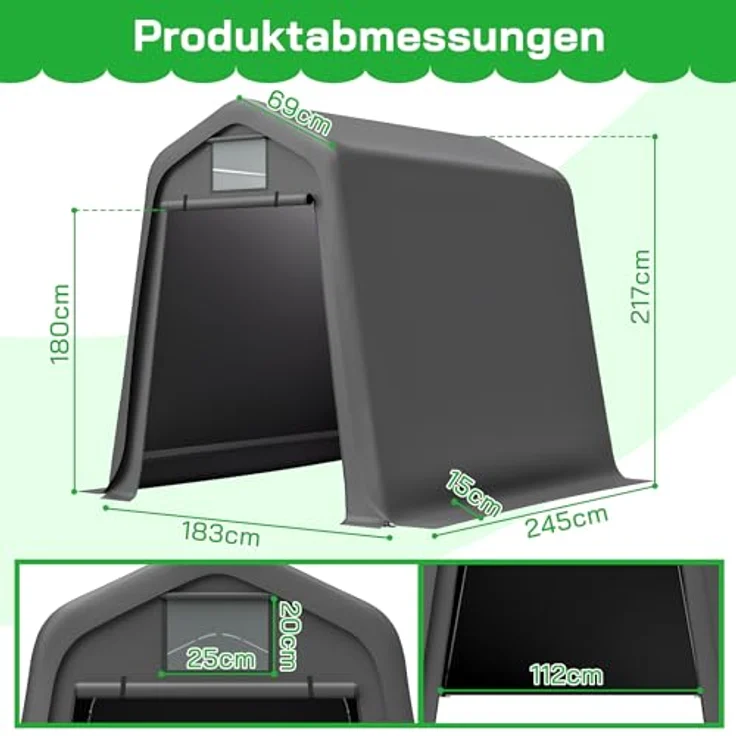 Ball & Cast Fahrradgarage, Motorrad Garage mit aus PE-Material mit Rollos – Bild 10