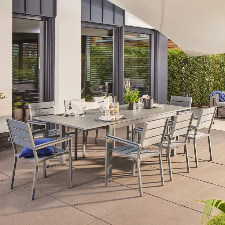 HOME DELUXE Garten-Sitzgruppe ausziehbar CASA MADERA - 160/240 x 100 cm 8 Stühle