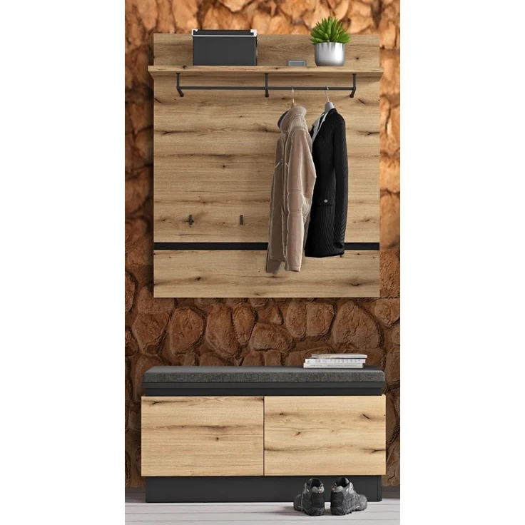 Garderoben-Set >Corte< (2-teilig) Evoke Eiche Dekor - 101x201x45 BxHxT – Bild 1