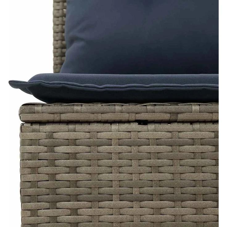 vidaXL Garten-Sofa-Set mit Kissen mit Speicher 7 pcs Grau Poly Rattan 3360236 – Bild 9