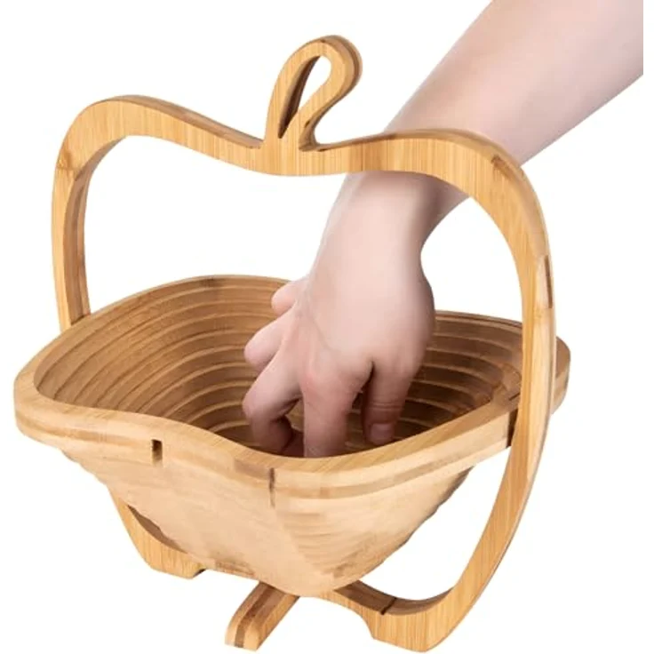 Dimono Obstschale DIMONO Obstkorb Apfelform – Obstschale faltbar Bambus, Bambus, (Faltkorb), Gemüseschale & Topfuntersetzer – Bild 9