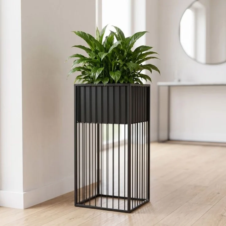 Relaxdays Metall Blumenständer in Schwarz – Bild 2