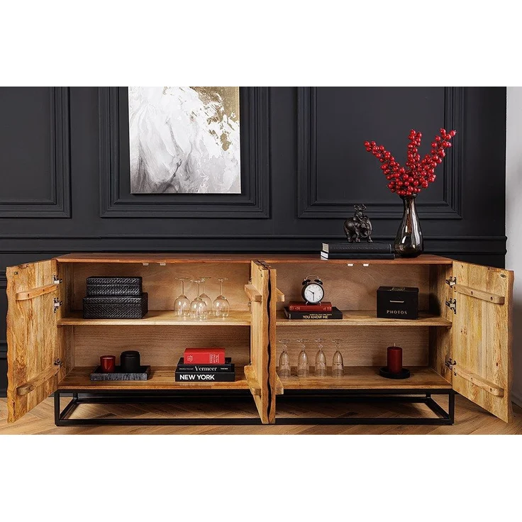 riess-ambiente Sideboard VULCANO 180cm braun / schwarz (Einzelartikel, 1 St), Wohnzimmer · Massivholz · Metall · Anrichte · 3D-Front · Modern Design – Bild 3