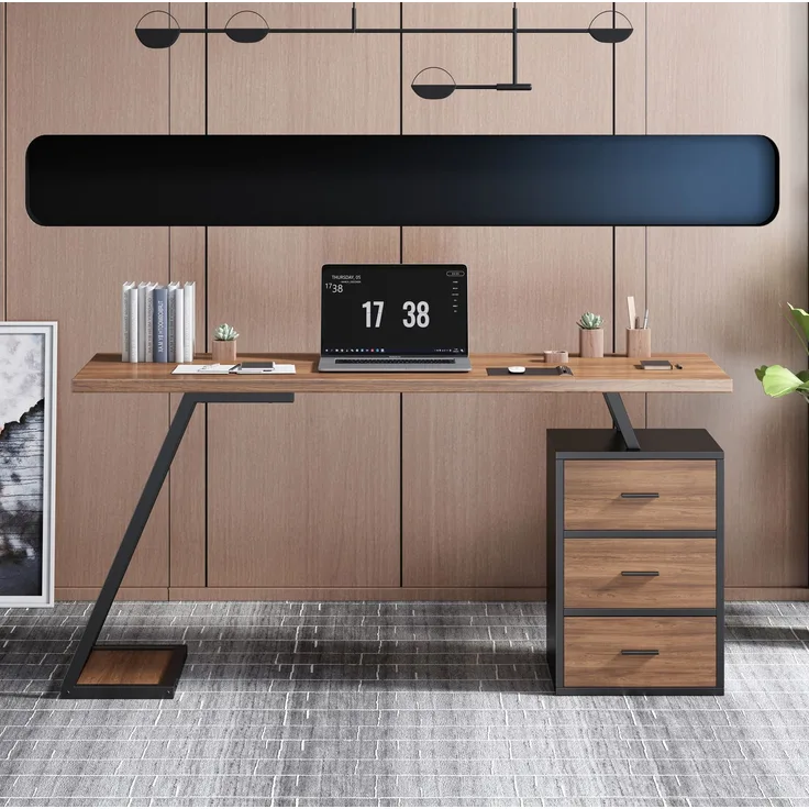 Schreibtisch 138,5 cm mit 3 Schubladen und verstellbarer Schrankposition