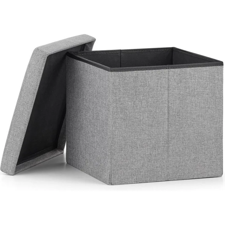 Home Collective Stauraumhocker Klapphocker, 2-in-1-Hocker und Stauraum, 80 kg Sitzlast, Sitzhocker, M – 30 x 30 x 30 cm, 19 l Stauraum, Aufbewahrungsbox, Oxford-Gewebe, grau