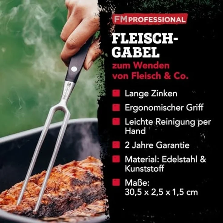 FMprofessional Fleischgabel, Kunststoff/Edelstahl Schwarz-Silber, 30 cm – Bild 4