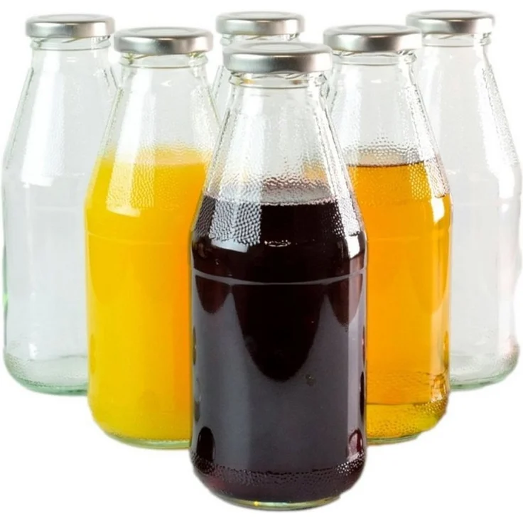 gouveo Trinkflasche Saftflaschen 500 ml mit Schraub-Deckel - Kleine Flasche 0,5 l, 6er Set, silberfarben – Bild 1