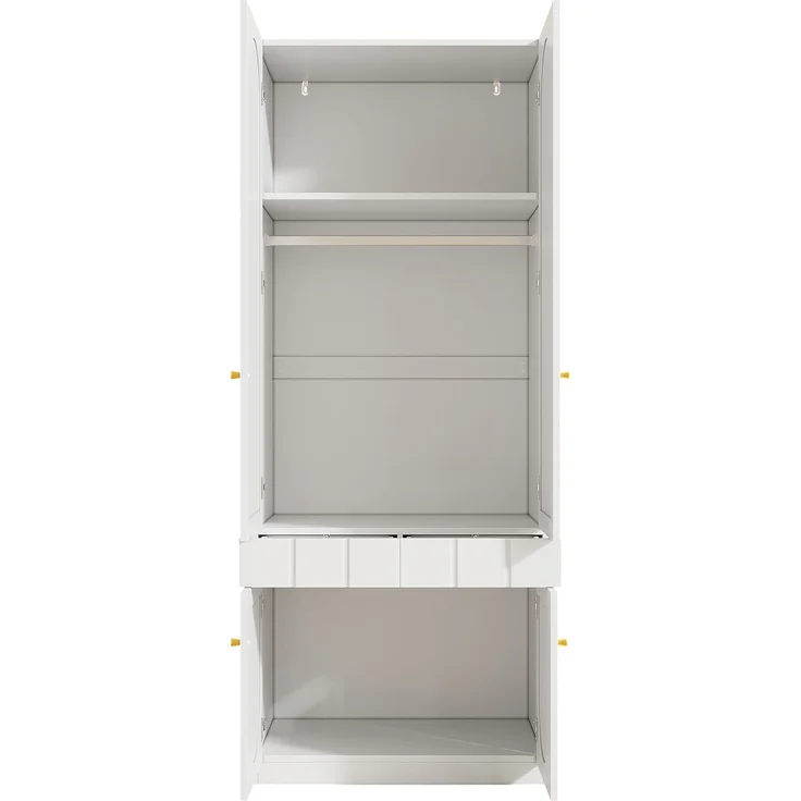 CHICFURN Kleiderschrank-Set 2-tlg. 80x200x50 cm und 50x180x40 cm – mit Kleiderstange und Schubladen Weiß – Bild 7