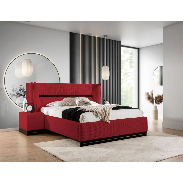 Polsterbett Doppelbett Set. 3 HAMILTON 120x200cm Stoff Magic Velvet Rot
