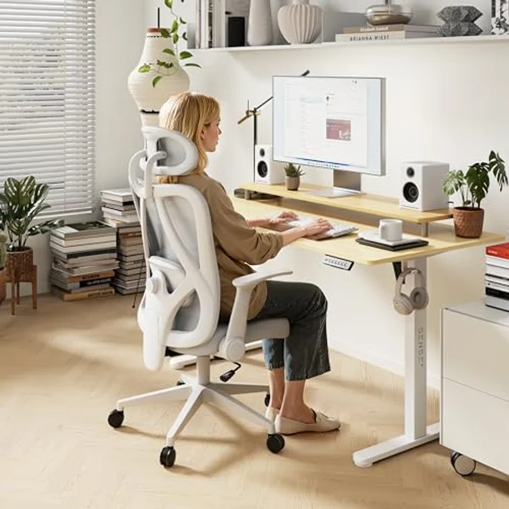 SENSE7 Gaming Stuhl Bürostuhl Ergonomisch Schreibtischstuhl Office Chair Chefsessel Drehstuhl Schreibtischsessel Verstellbar für Home Office Gamer PC bis 150kg Computerstuhl Bürosessel - Noxo Grau – Bild 2