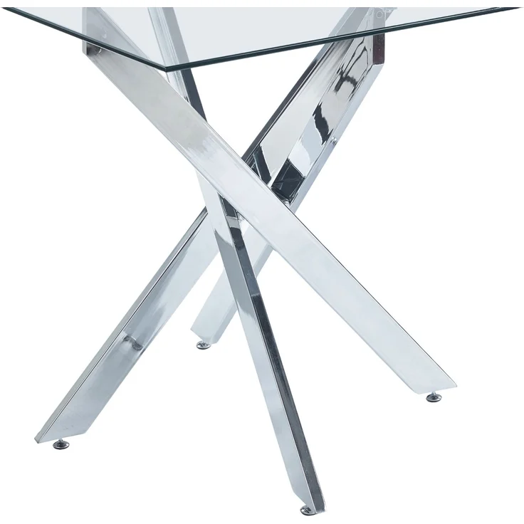 Esstisch 80x80x75 cm mit Glasplatte und Metallgestell in Silber – Bild 5
