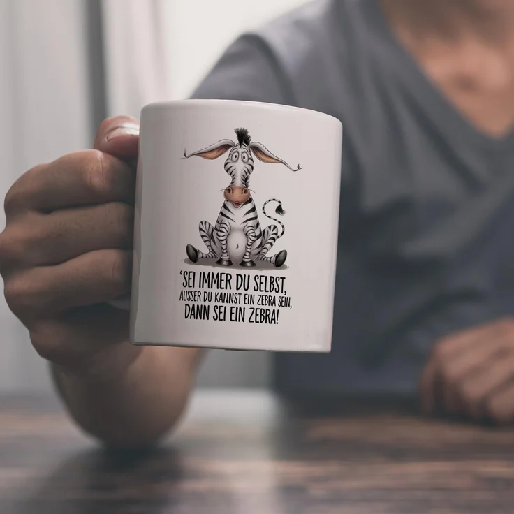 speecheese Tasse Sei immer du selbst ausser kannst ein Zebra sein dann Kaffeebecher – Bild 2